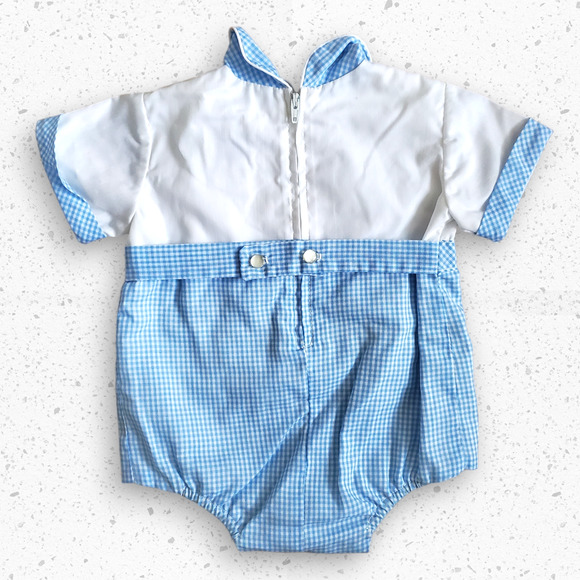 VTG 80s Baby Train Themed Romper by Jayne Copeland Sz 3M - Picture 2 of 6